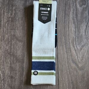 Stance Performance Socks - White with Navy and Olive Stripes